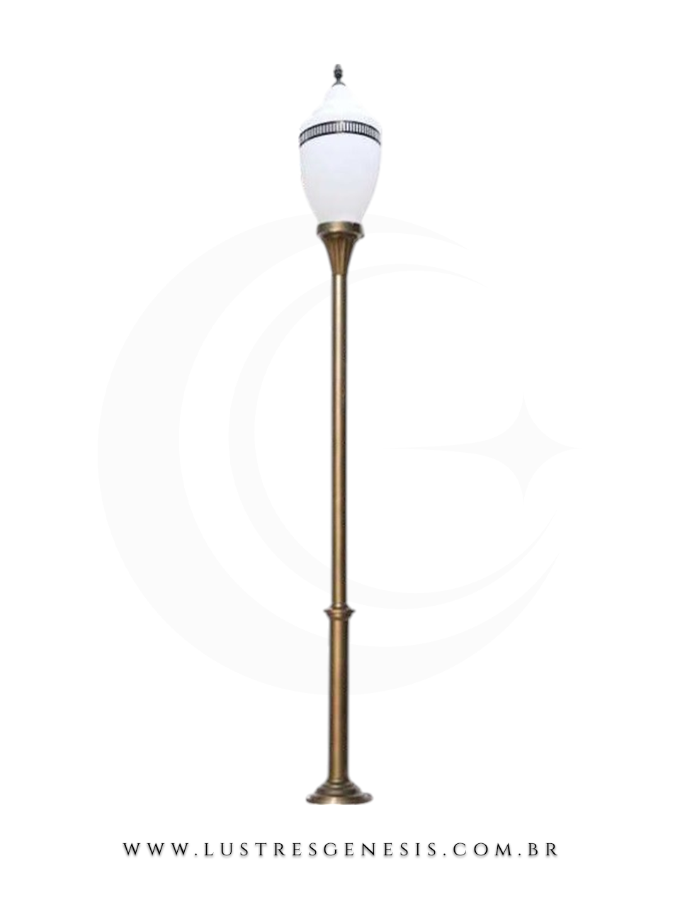 Poste de Jardim Colonial Clássico 3,40m com Globo Branco para Jardim Fachada Área Externa Garagem Piscina